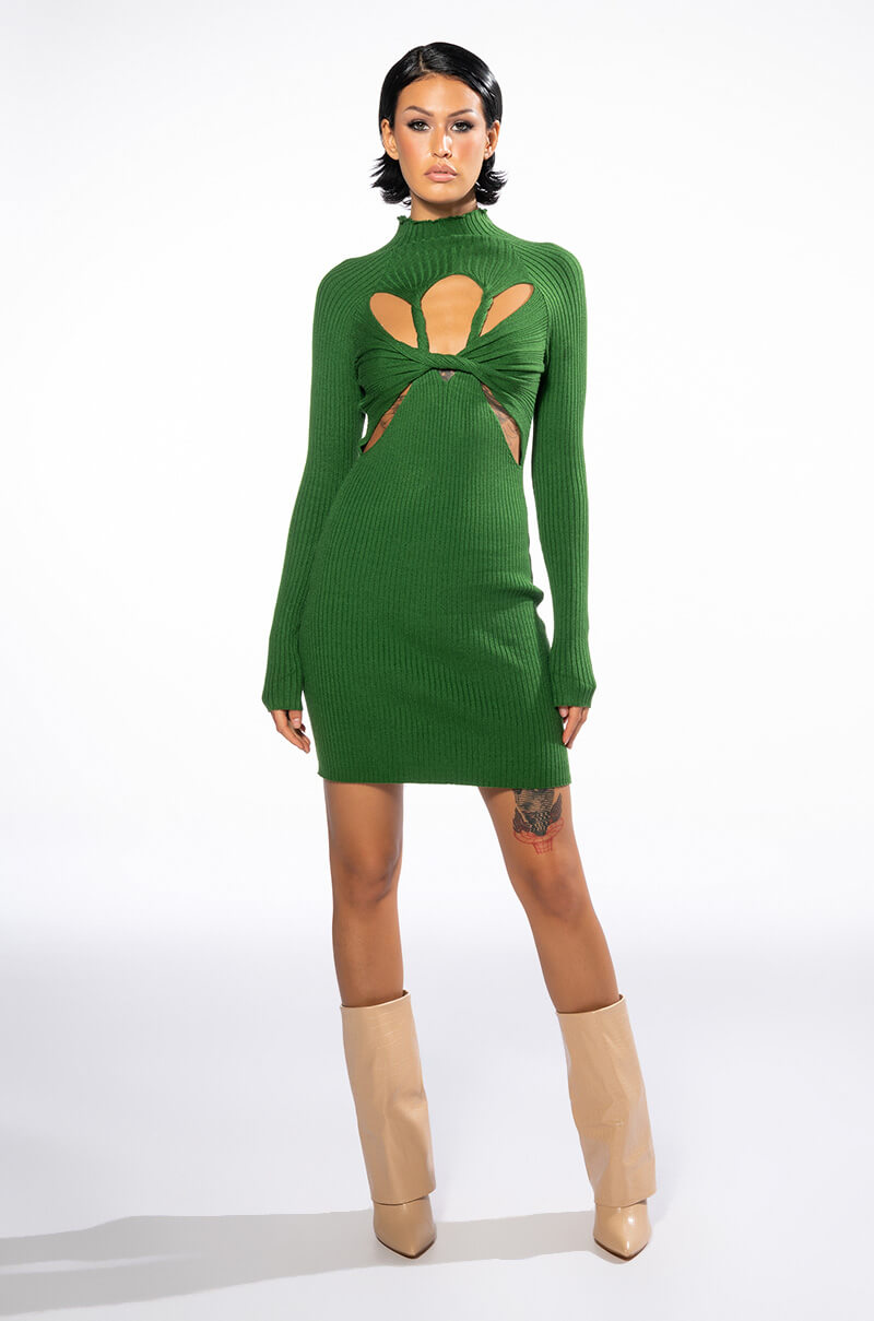 STORYTELLER TWIST FRONT DETAIL MINI DRESS