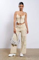STRETCH LINEN CARGO PANT