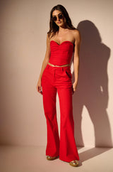 STRETCH LINEN RED CORSET