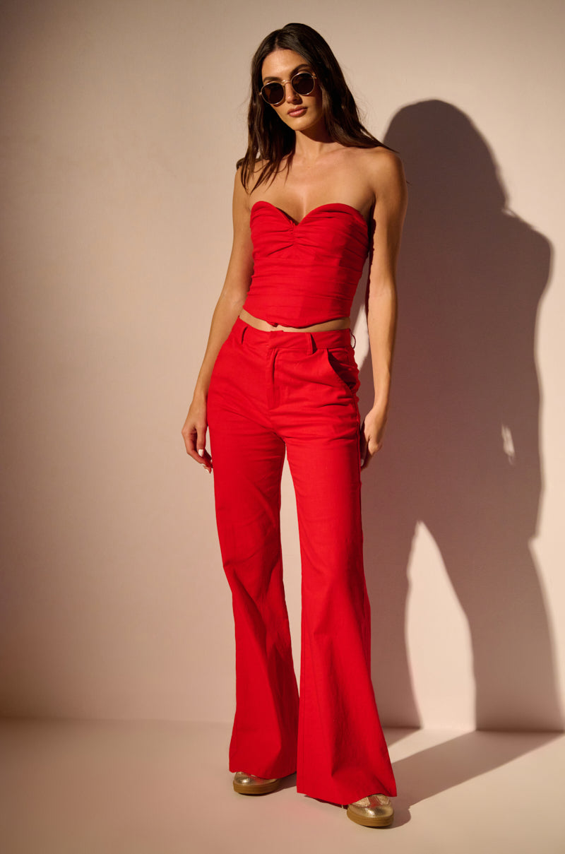STRETCH LINEN RED CORSET