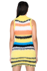 STRIPED FUZZY SWEATER DRESS