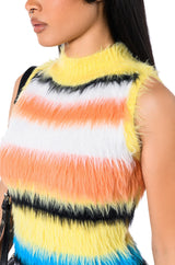 STRIPED FUZZY SWEATER DRESS