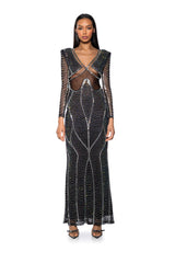 STUNNER RHINESTONE DETAIL MESH GOWN