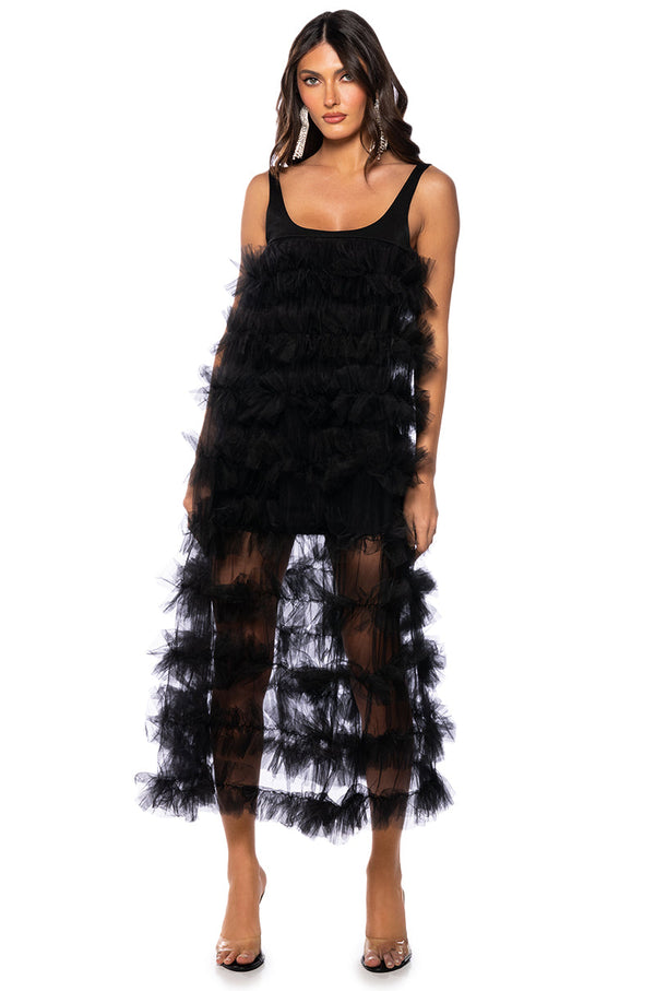 SUGAR PLUM DREAMS RUFFLE MAXI DRESS