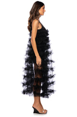 SUGAR PLUM DREAMS RUFFLE MAXI DRESS