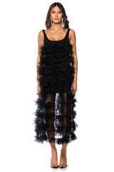 SUGAR PLUM DREAMS RUFFLE MAXI DRESS