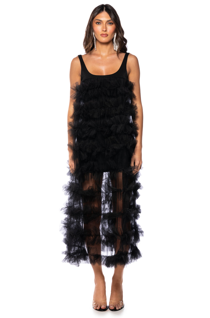 SUGAR PLUM DREAMS RUFFLE MAXI DRESS