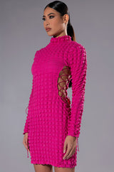 SULTRY LONG SLEEVE MOCK NECK CUT OUT MINI DRESS