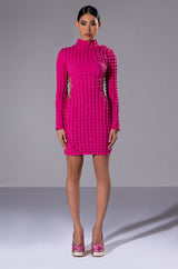 SULTRY LONG SLEEVE MOCK NECK CUT OUT MINI DRESS