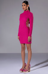 SULTRY LONG SLEEVE MOCK NECK CUT OUT MINI DRESS