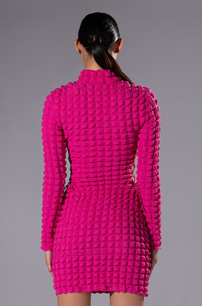 SULTRY LONG SLEEVE MOCK NECK CUT OUT MINI DRESS