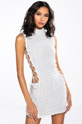 SULTRY SLEEVELESS MOCK NECK CUTOUT MINI DRESS