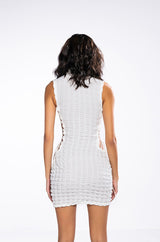SULTRY SLEEVELESS MOCK NECK CUTOUT MINI DRESS