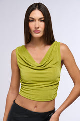 SUMMER GIRL SLINKY COWL NECK SLEEVELESS TANK