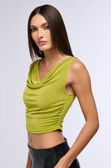 SUMMER GIRL SLINKY COWL NECK SLEEVELESS TANK
