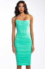 SUMMER NIGHTS CORSET MIDI DRESS