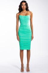 SUMMER NIGHTS CORSET MIDI DRESS