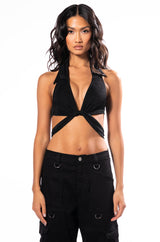 SUMMER NIGHTS HALTER WRAP FRONT TOP