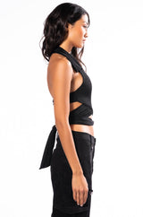 SUMMER NIGHTS HALTER WRAP FRONT TOP