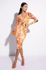 SUMMER OF LOVE MESH SWIRL PRINT MIDI DRESS