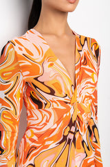 SUMMER OF LOVE MESH SWIRL PRINT MIDI DRESS