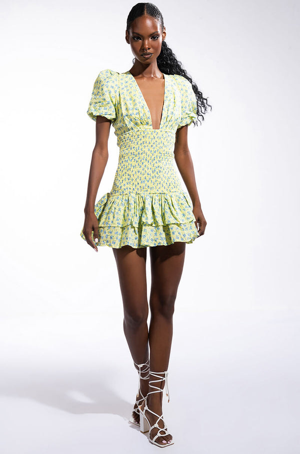 SUNGODDESS FLORAL PRINT DRESS