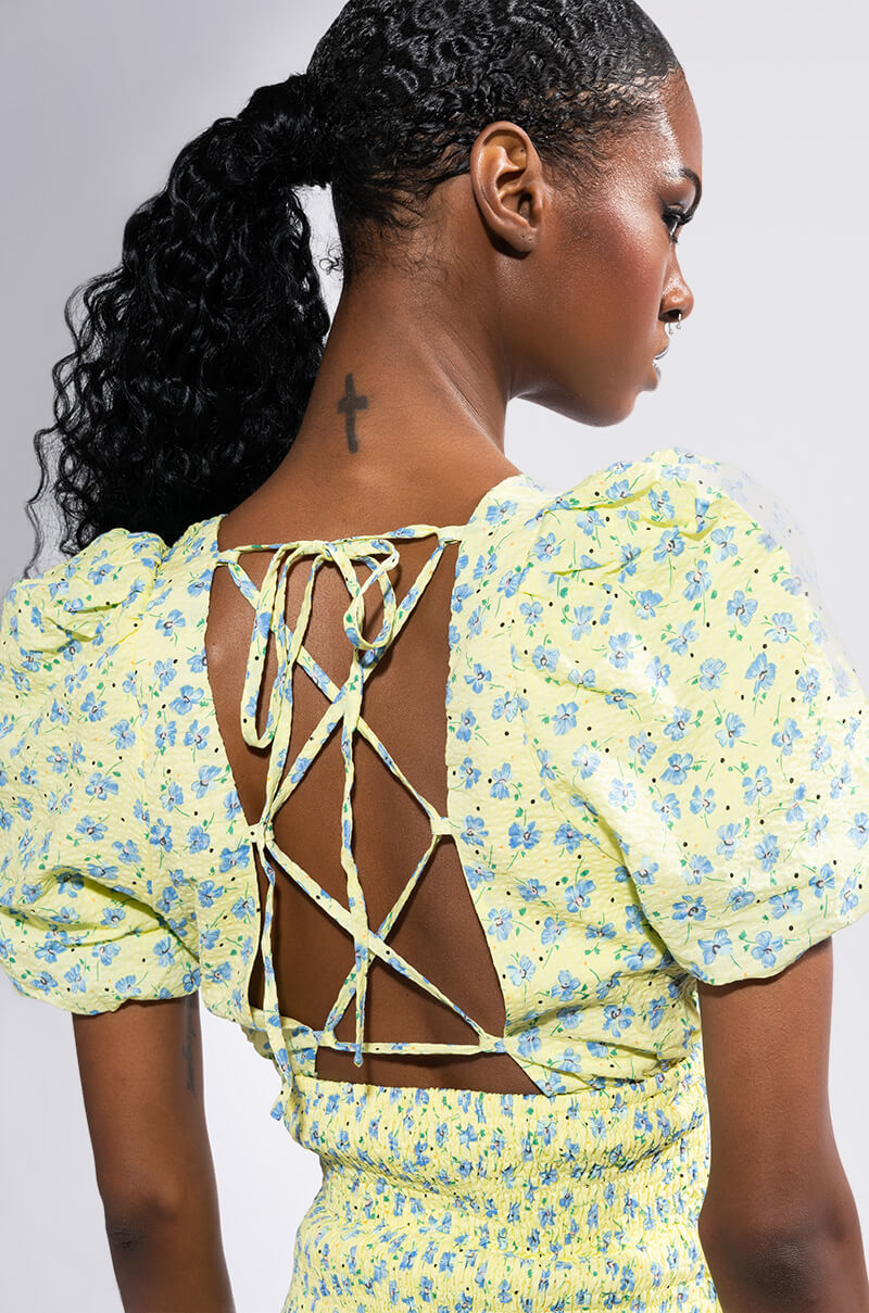 SUNGODDESS FLORAL PRINT DRESS