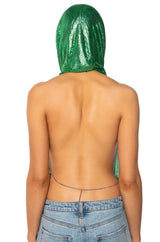SUNNA METAL CHAIN TOP WITH A HOOD