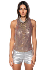 SUNNA METAL CHAIN TOP WITH A HOOD