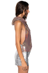 SUNNA METAL CHAIN TOP WITH A HOOD