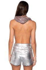 SUNNA METAL CHAIN TOP WITH A HOOD