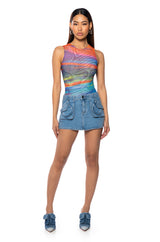 SUNSET VIEW SLEEVELESS MESH BODYSUIT