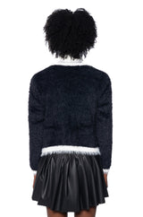 SUPERLICIOUS BUTTON DOWN FUZZY KNIT SWEATER CARDIGAN SET