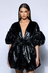SUPERSTAR METALLIC V NECK MINI DRESS