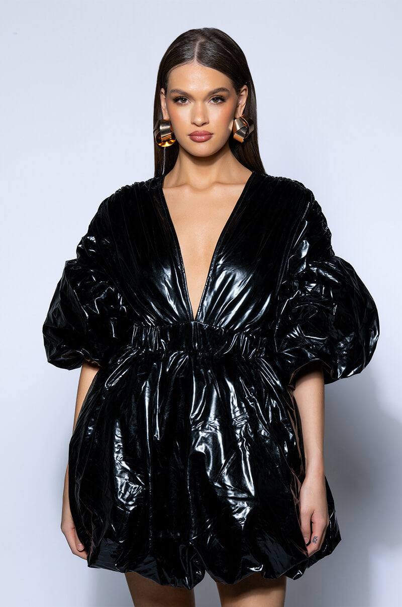 SUPERSTAR METALLIC V NECK MINI DRESS