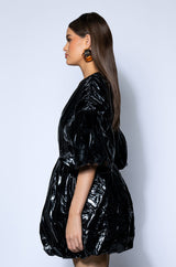 SUPERSTAR METALLIC V NECK MINI DRESS