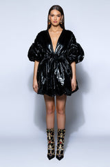 SUPERSTAR METALLIC V NECK MINI DRESS