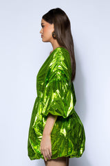 SUPERSTAR METALLIC V NECK MINI DRESS