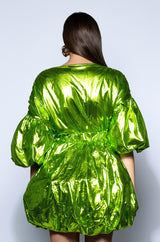 SUPERSTAR METALLIC V NECK MINI DRESS