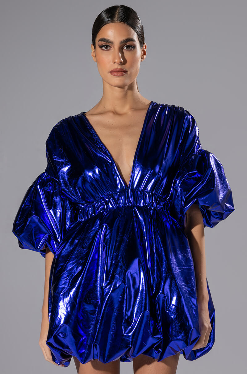 SUPERSTAR METALLIC V NECK MINI DRESS