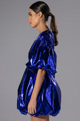 SUPERSTAR METALLIC V NECK MINI DRESS