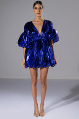 SUPERSTAR METALLIC V NECK MINI DRESS