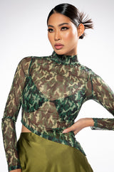 SURVIVOR MESH CAMO BRA AND LONG SLEEVE TOP SET