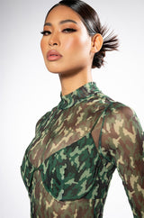 SURVIVOR MESH CAMO BRA AND LONG SLEEVE TOP SET