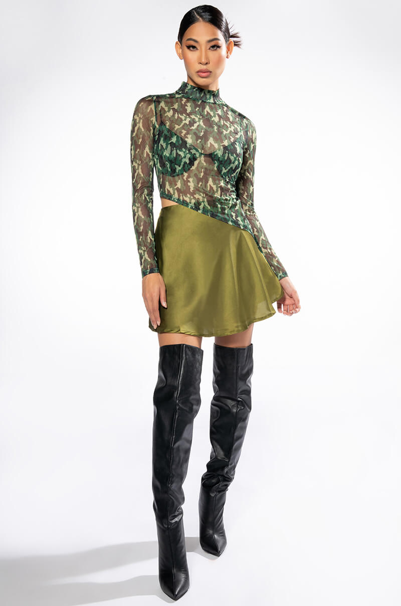 SURVIVOR MESH CAMO BRA AND LONG SLEEVE TOP SET