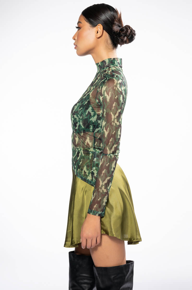 SURVIVOR MESH CAMO BRA AND LONG SLEEVE TOP SET