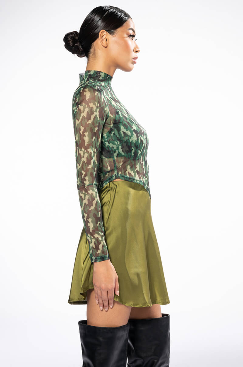 SURVIVOR MESH CAMO BRA AND LONG SLEEVE TOP SET