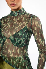 SURVIVOR MESH CAMO BRA AND LONG SLEEVE TOP SET