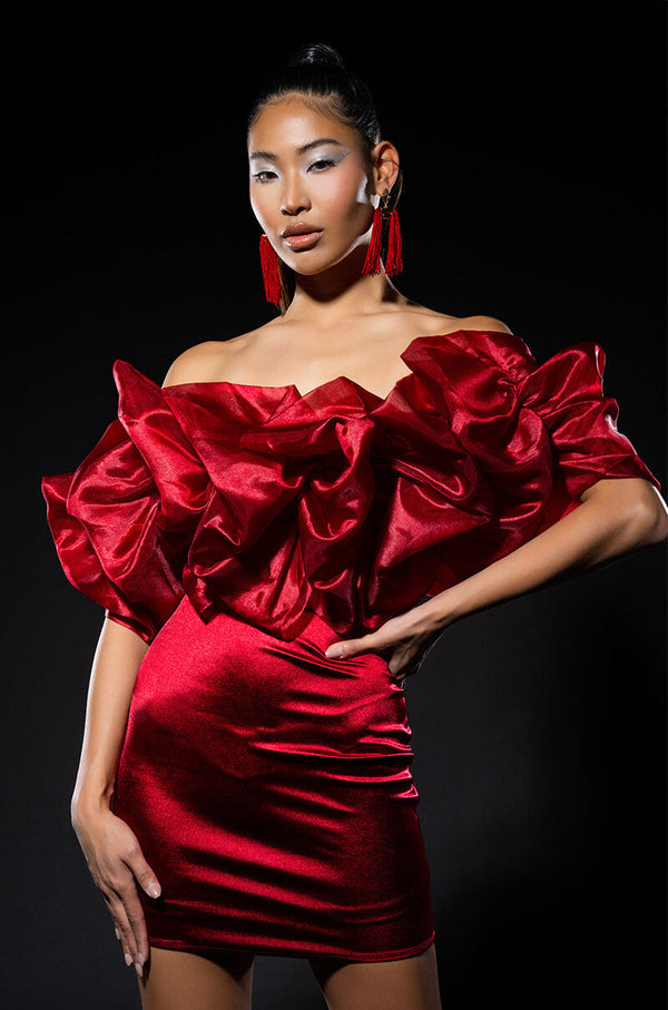 SWEET AND SAUCY VOLUMIZED MINI DRESS
