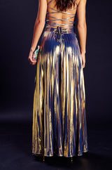 SWEET BUT SAVAGE PLEATED METALLIC PALAZZO PANT